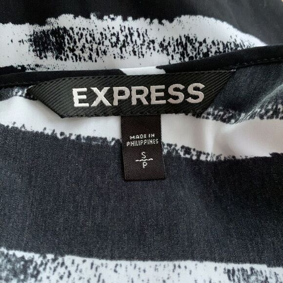 Express black with distressed white stripe cold shoulder midi. New. Small. - Picture 8 of 8